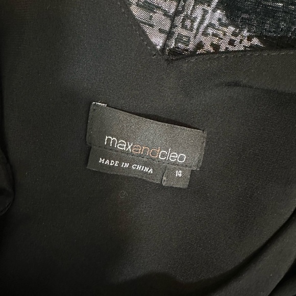 Max and Cleo black Silver Sleeveless V Neck Party Dress Sz 14 Cocktail - Picture 9 of 12